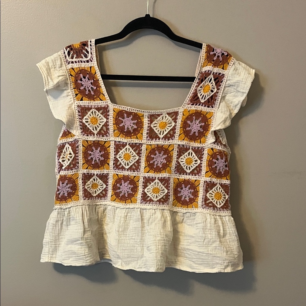 Boho Crochet Patchwork Top